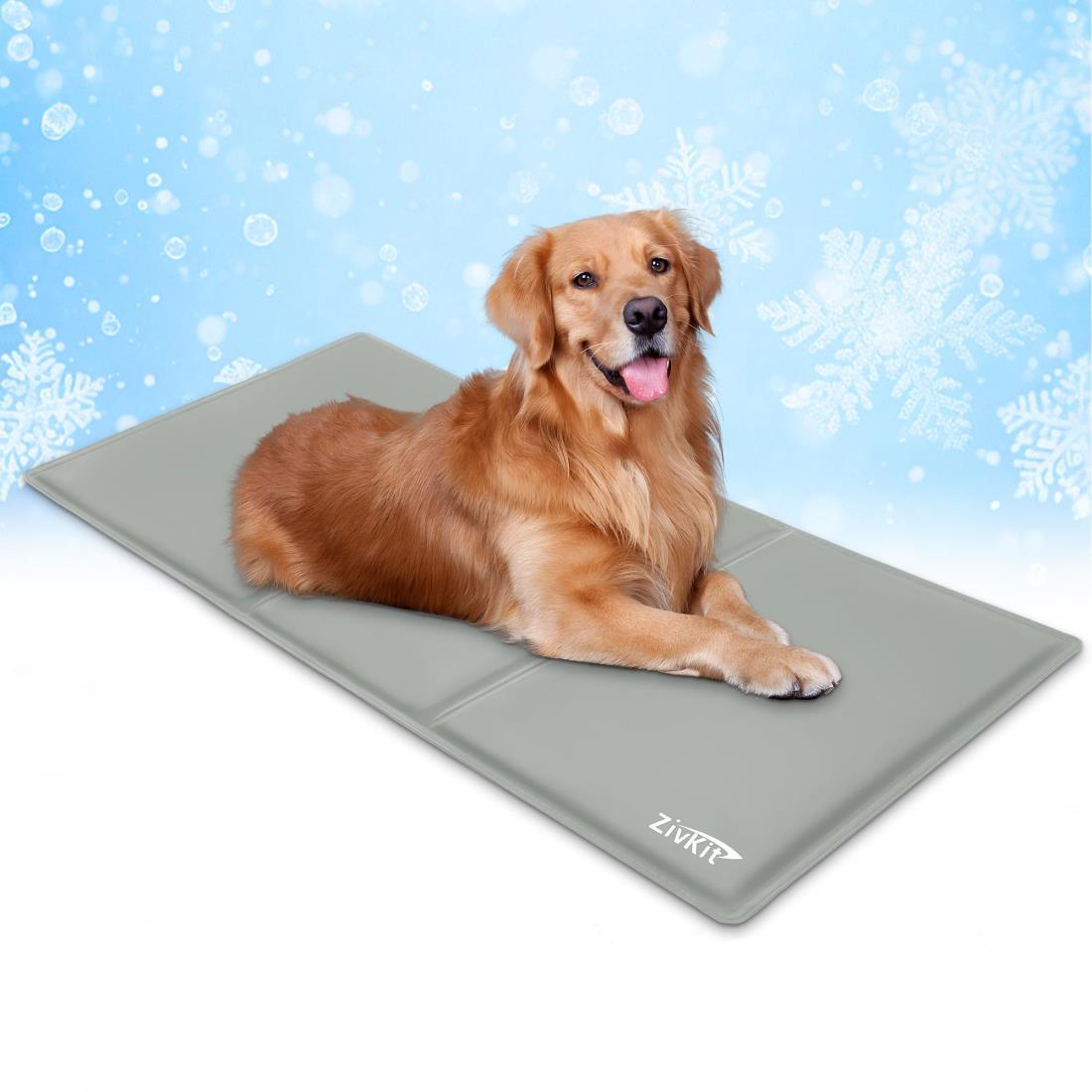 Zivkit ペットひんやりマット犬 猫 夏用 冷感ジェルマット ペット冷却マット 暑さ熱中症対策 ペット人間兼用 クールマット 防水洗える 折り畳み可 ジェルシート 多用途 猫 小中大型犬対応 (グレー, L（90x50cm）)