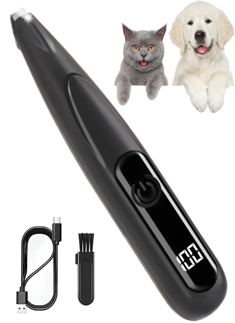 ペット用バリカン LRCUOPY 犬用バリカン USB充電 LEDディスプレー LEDライト付き 犬 猫用 足裏 耳裏 顔周り お尻周り 肉球 部分カット 自宅...