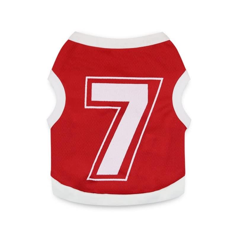 RIOSTUDIO 犬服 犬の服 春夏用 タンクトップ 綿製 プリント薄手犬 服 ペットウェア ドッグウェア ペット服 Tシャツ ノースリーブ お出掛け 猫服 わんこ用 にゃんこ用（7号+レッド×ホワイト,L）