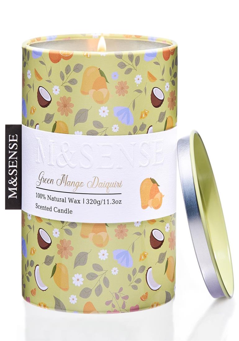 M&SENSE アロマキャンドル ニンキ 320g 60時間 おしゃれ 小花柄デザイン 森の香り 香りキャンドル ロウ..