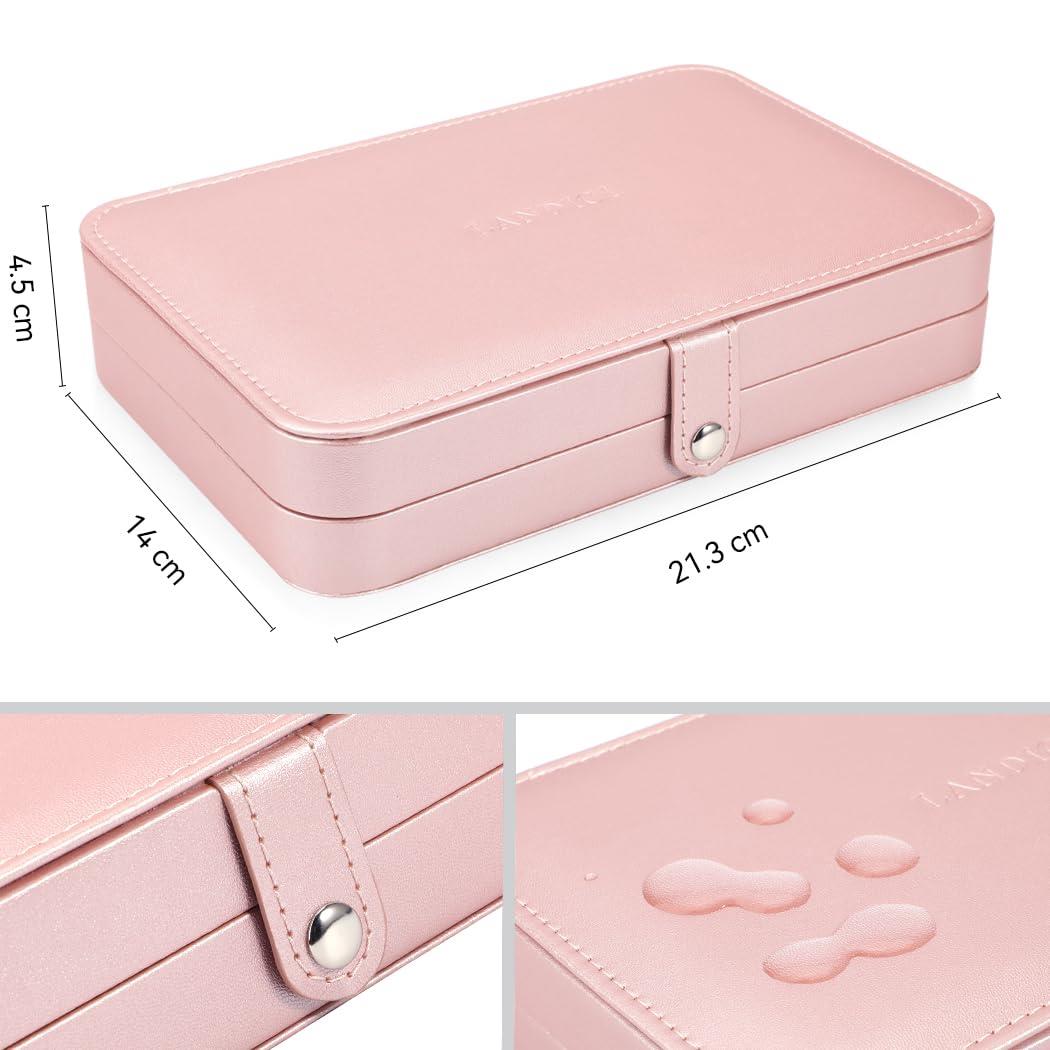 LANDICI ジュエリーボックス PUレザージュエリーケース 指輪置きジュエリー収納ケース 携帯用 持ち運び 仕切り付き宝石箱 jewelry box organizer じゅえりーぼっくす ネックレス イヤリング ピアス ブレスレットなど小物入れアクセサリー ボックス メンズ 女性