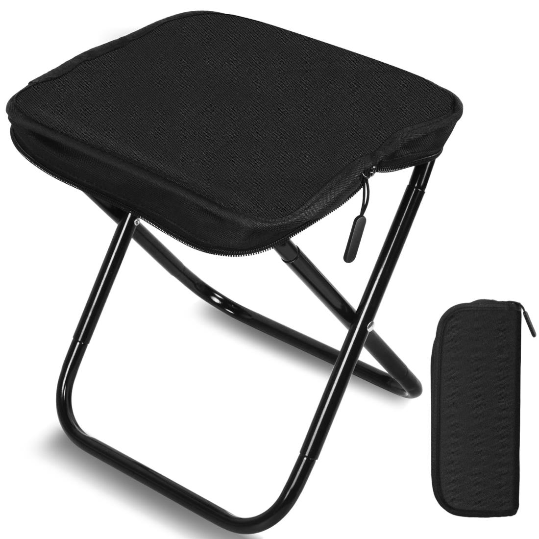 Fohil 折りたたみ椅子 超軽量 折り畳みイス 小型 折りたたみいす コンパクト 携帯チェア 収納袋一体型 持ち運び アウトドアチェア 耐荷重130kg キャンプいす 軽楽耐 行列/釣り/バーベキュー/ハイキング/試合観戦 ブラック