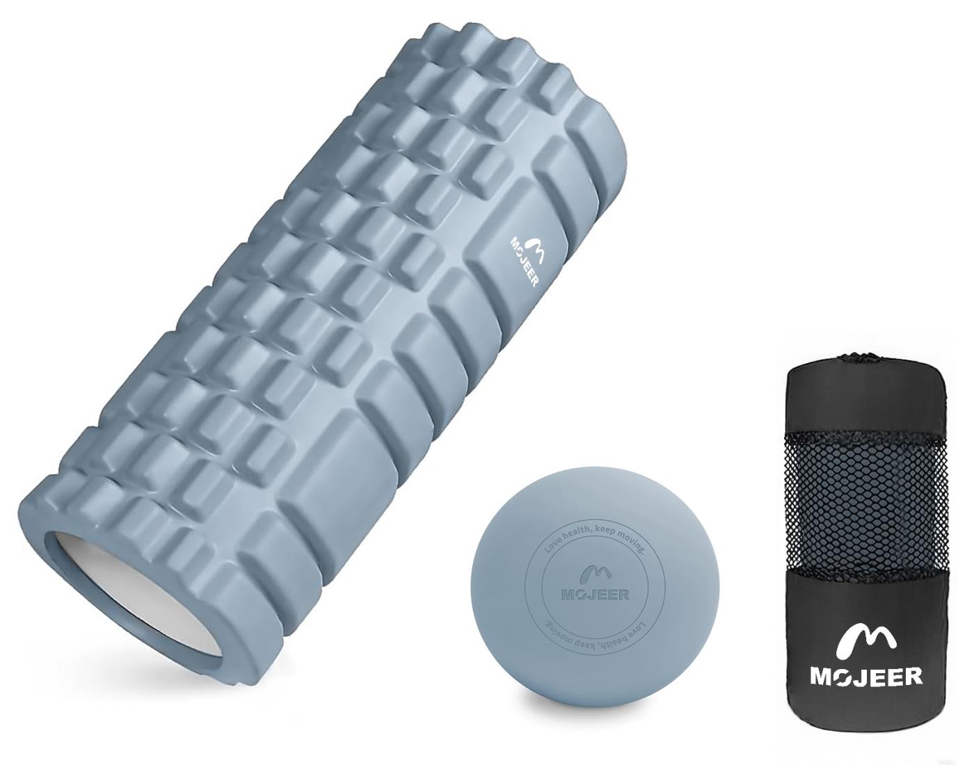 MOJEER フォームローラー 2個セット マッサージボール ストレッチ ポール エクササイズポール YJZ33AMQ (青)