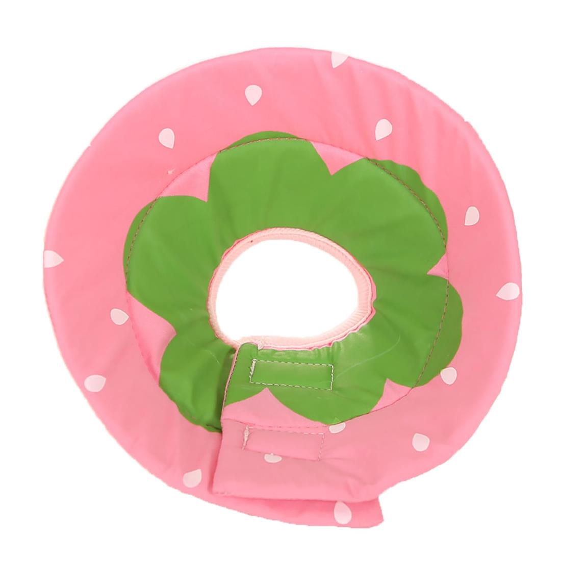 Dollionエリザベスカラー 猫 犬 術後ケア 傷舐め防止 柔らかい 布製 超軽量 通気性保護首輪 小型犬用猫用宠物 (いちご, M)