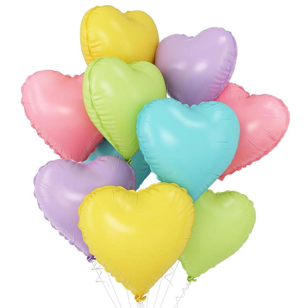 ESJNNK ハート バルーン 風船 10個セット 18インチ アルミバルーン くすみカラー 記念撮影 パーティー 誕生日 結婚式 記念日 バースデー お祝い 飾り付け 装飾 デコレーション (マカロン)