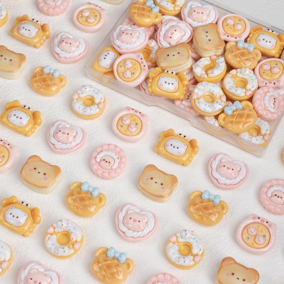 MOELIFE デコパーツ 樹脂 セット 【ハッピーガーデン・自由にDIY可能・様々なモチーフ】 アクセサリーパーツ デコパーツ かわいい キャラクター デコ ...