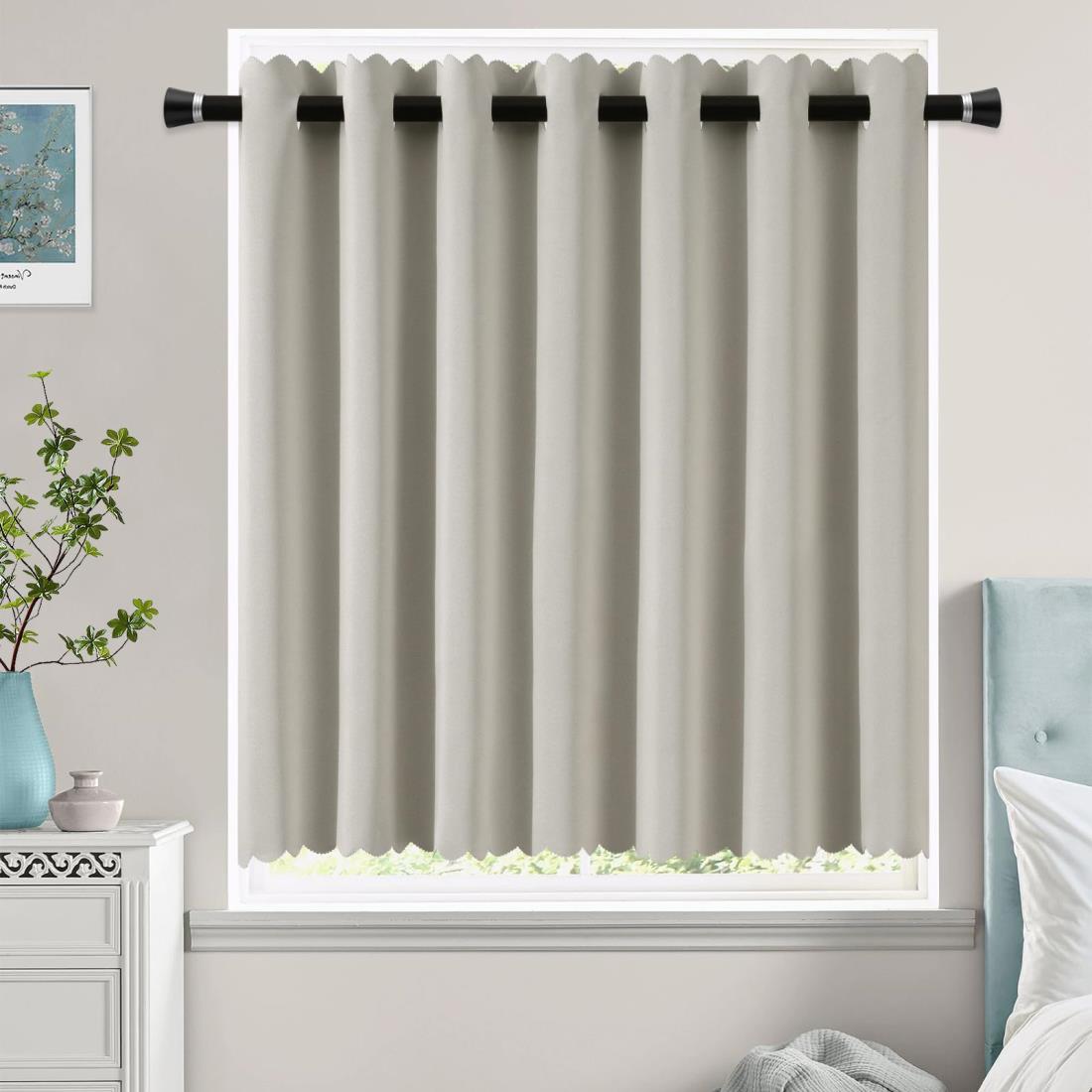 AooHome 遮光カーテン 小窓 1級遮光 ライトグレー 1枚入れ UV カフェカーテン 見えにくい 無地 60cm丈 省エネ 遮熱 断熱 高密度布製 目隠し 防寒 保温 洗える 間仕切り 厚手 キッチン 浴室 トレイ 子供部屋 170cm幅