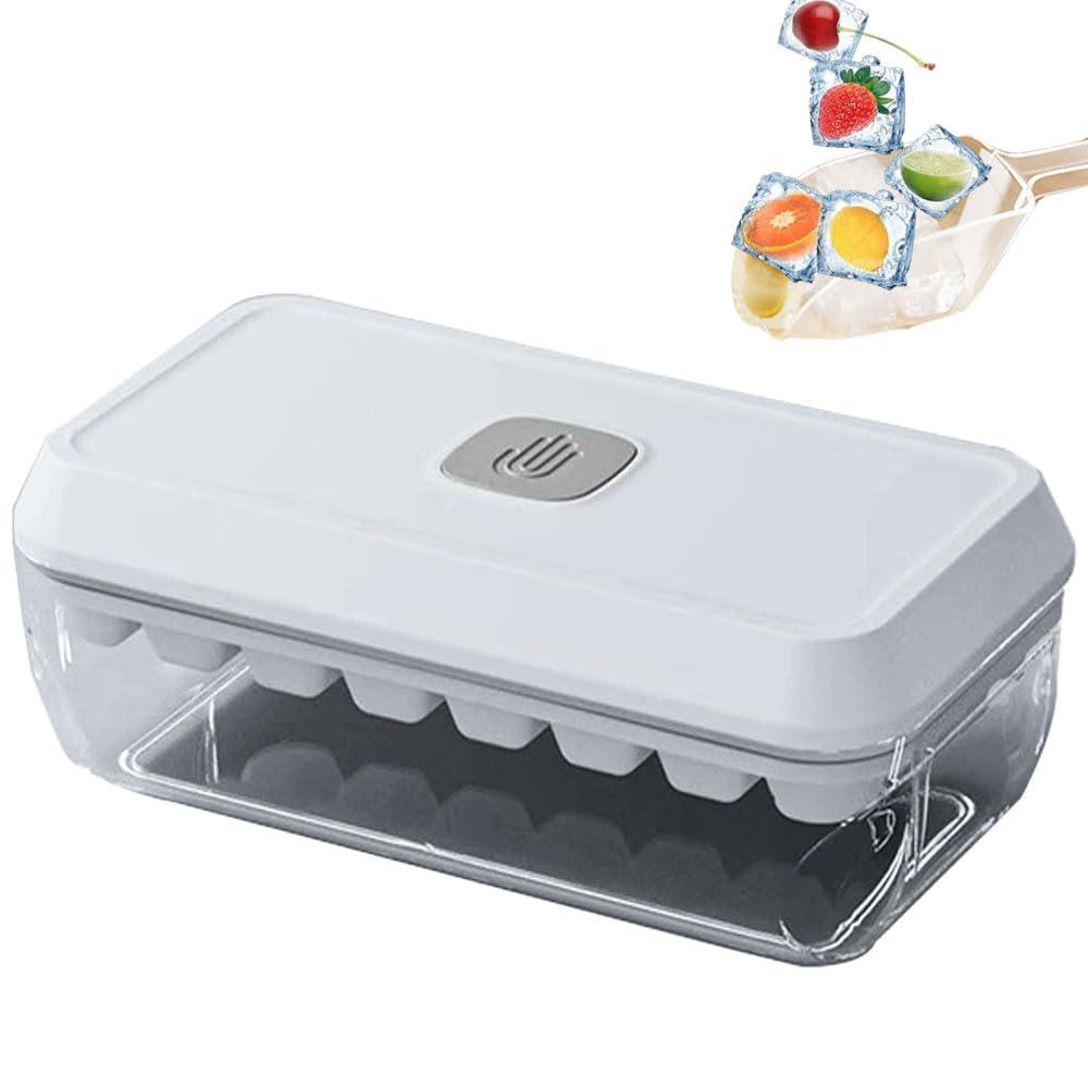 Renjzle 製氷皿 ワンプッシュ簡単取り出し 大容量 32個 蓋付き 食品グレード PP 専用スコップ付属 家庭用 冷凍耐久性 四角氷アイスキューブ 製氷器 製氷機