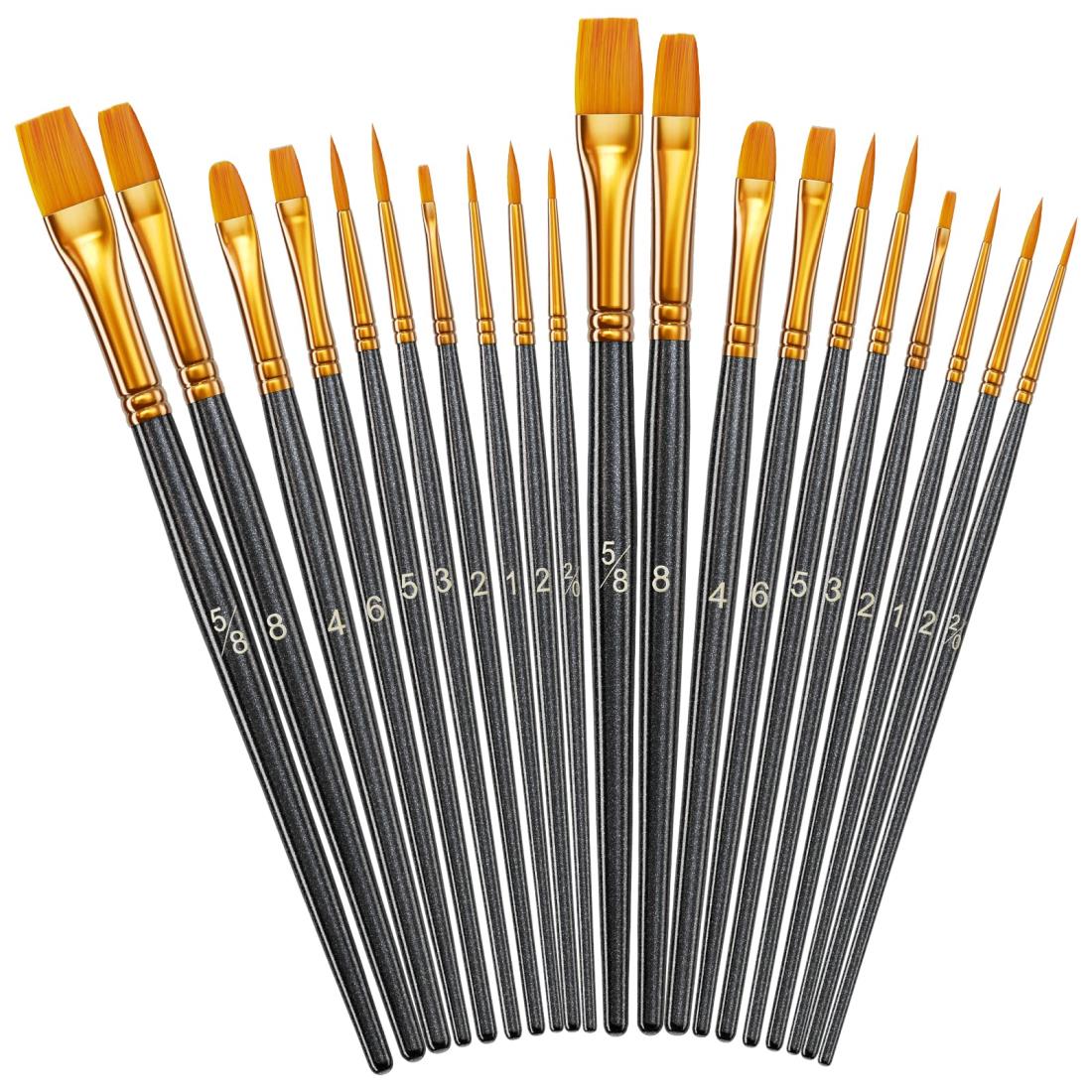 heartybay ペイントブラシセット オールパック 3pack paintbrushes3pack (ブラック20本入り)