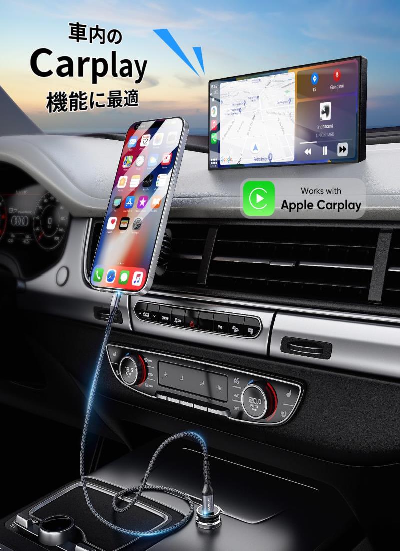 SUNGUY USB-C Lightningケーブル 3M 2本セット【MFi認証取得】 タイプc ライトニングケーブル PD対応 20W急速充電 iPhone 充電ケーブル Carplay対応 高耐久ナイロン編み iPhone 14 13 12 XR XS iPhone 8 7 6 SEなどに対応 3m グレー