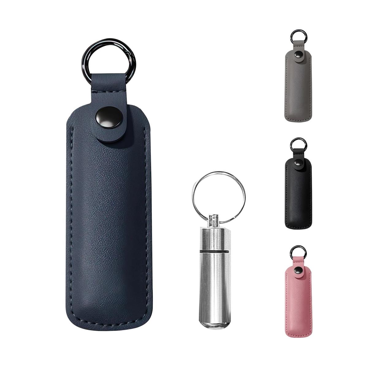 [雲見] 遺骨 キーホルダー 革カバー付き 防水防塵 シルバーペンダント 遺骨保護ケース付き 遺骨遺髪入れ カバー 保護 メモリアル グッズ お手元供養 記念 思いを託す ネイビーブルー