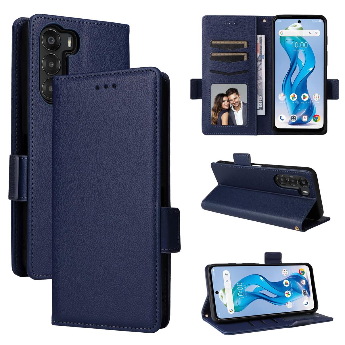 Nutmeg 対応 Nubia S 5G 用の ケース 手帳型 Nubia S 5G A403ZT 用の カバー 携帯ケース 財布型 高級PUレザー 柔らかいTPU素材 360度保護 カード収納 横置き機能 内蔵マグネット開閉式 手触りが良い スマホケース 耐衝撃 耐摩擦（ダークブルー）