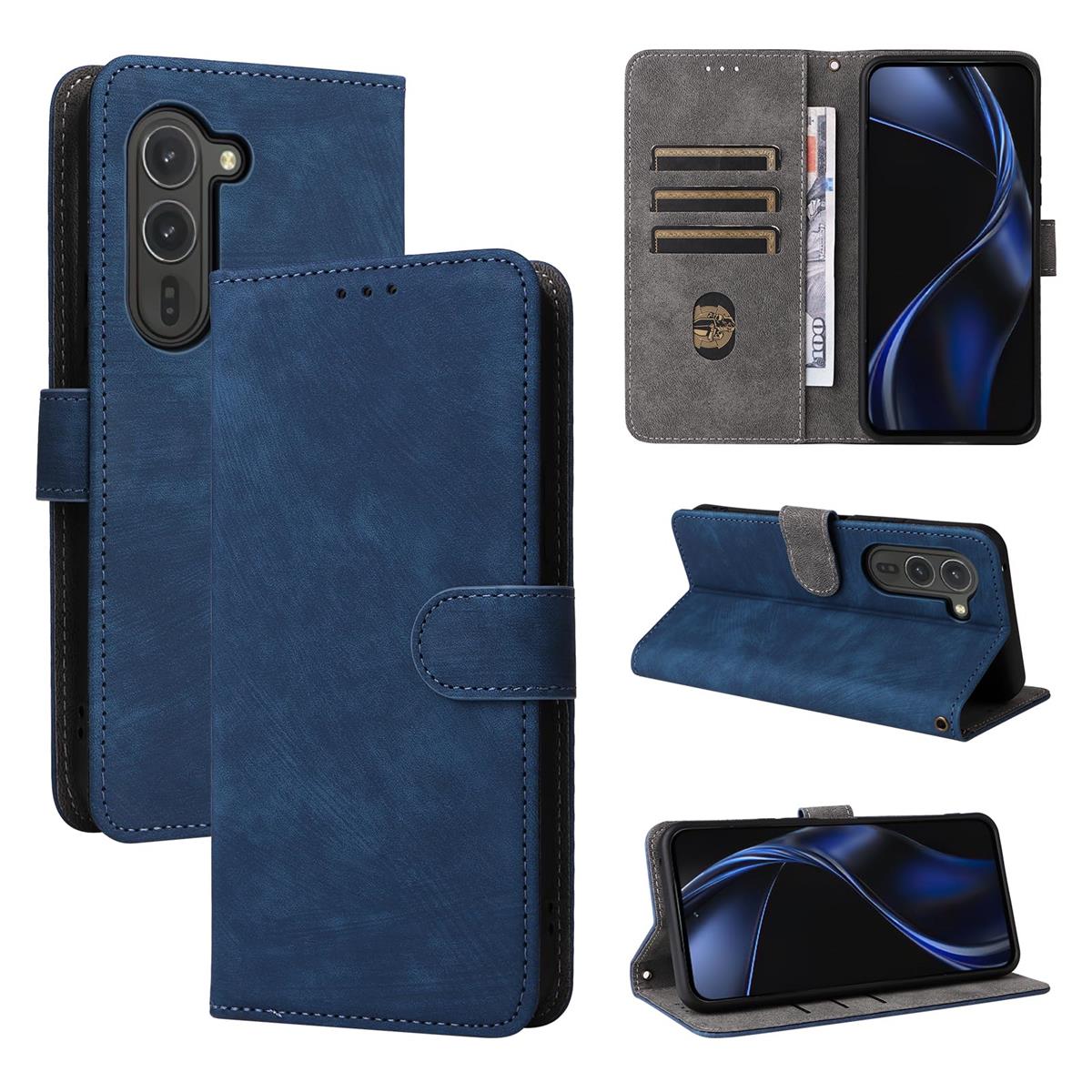 Nutmeg Arrows Alpha F-51F ケース 手帳型 Arrows Alpha F-51F カバー 財布型 携帯ケース 高級PUレザー 柔らかいTPU素材 全面保護 カード収納 スタンド機能 マグネット式 手触りが良い スマホケース 耐衝撃 耐摩擦（ダークブルー）