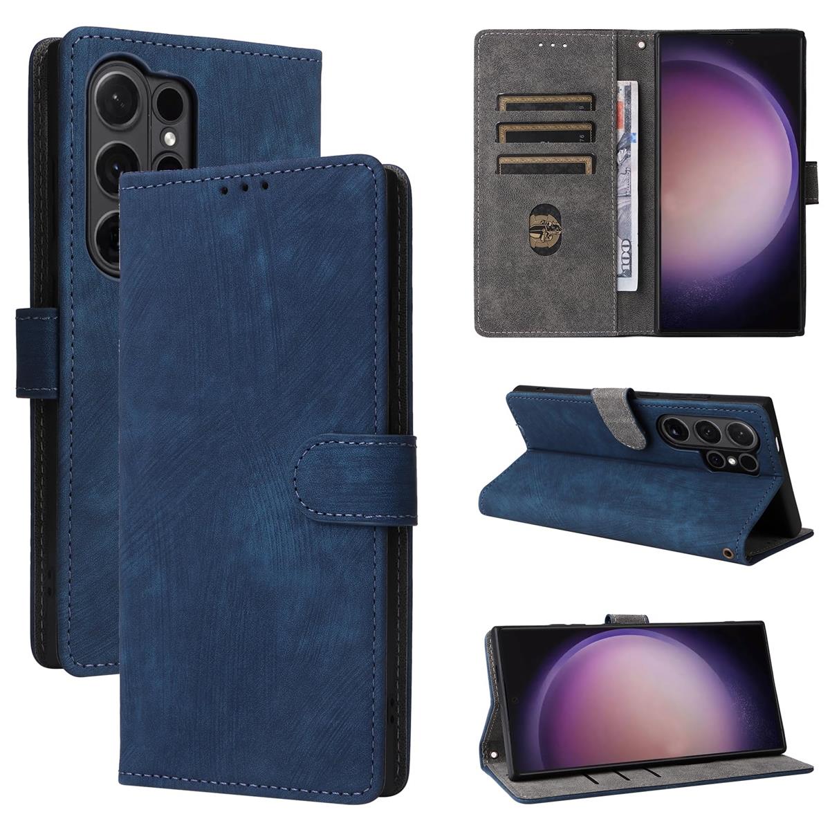 Nutmeg Galaxy S25 Ultra ケース 手帳型 ギャラクシー s25 ウルトラ カバー 財布型 ギャラクシー S25 Ultra 携帯ケース 高級PUレザー 柔らかいTPU素材 全面保護 カード収納 スタンド機能 マグネット式 手触りが良い スマホケース 耐衝撃 耐摩擦（ダークブルー）