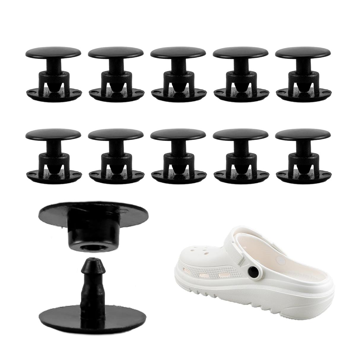YFFSFDC クロッグサンダル用 ベットボタン 修理パーツ 交換用 10個セット リペアパーツ 留め具 外れたスト ラップの修理 補修部品 ブラック