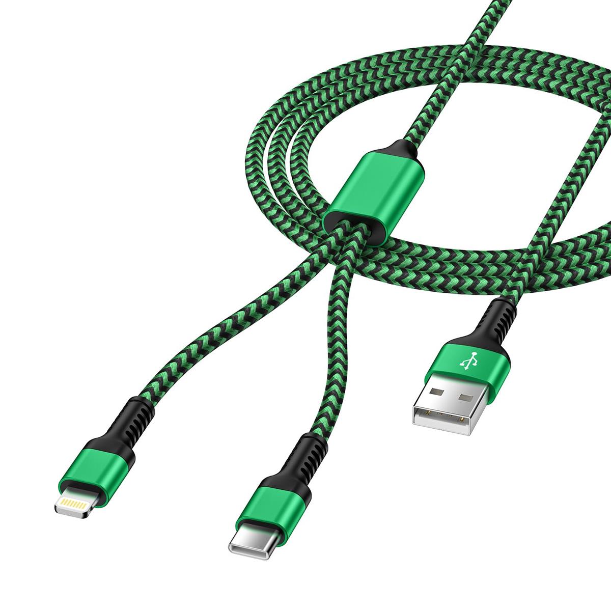 2in1 充電ケーブル usb-c & lightning 2台同時充電コード iPhone 16 15シリーズ対...