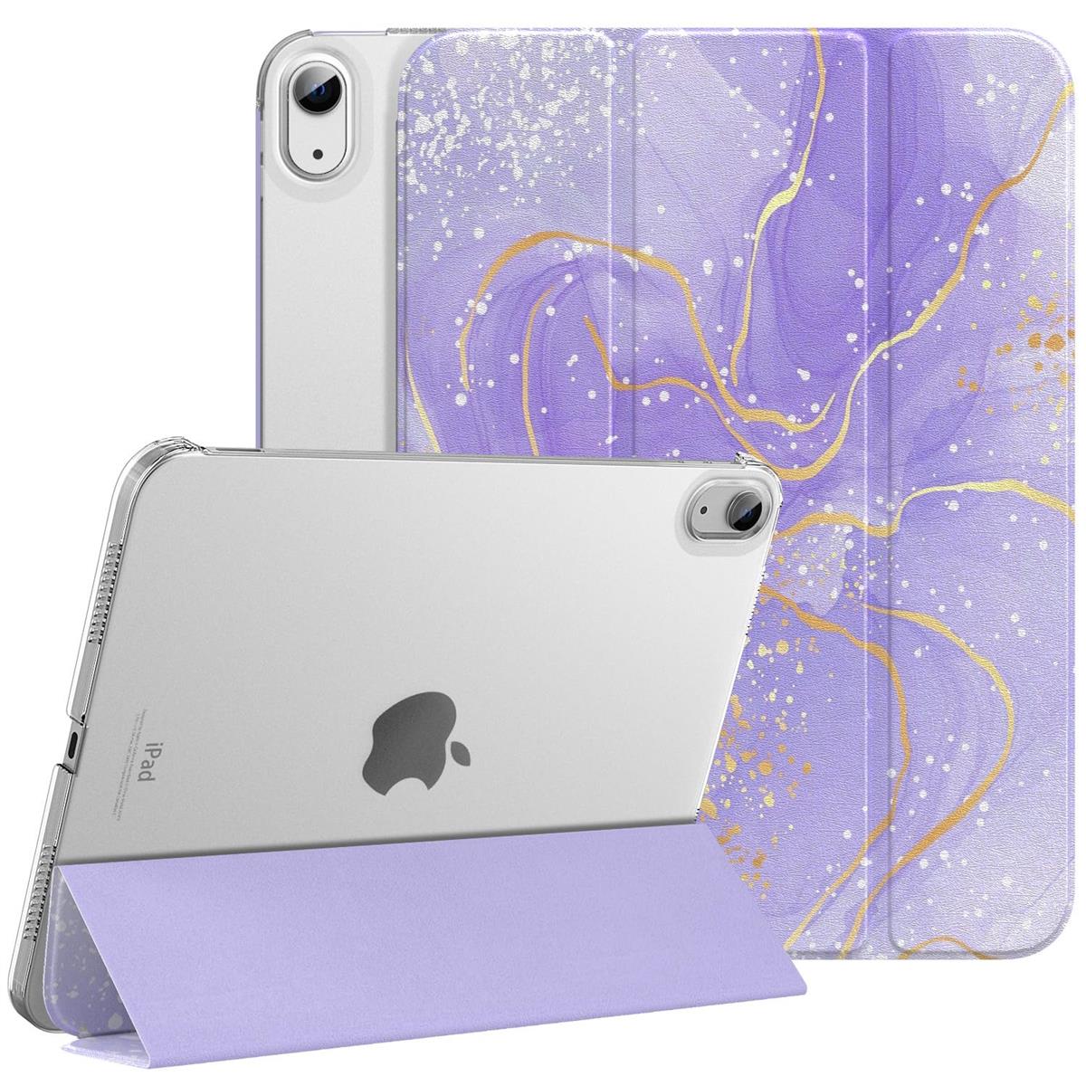 iPad 第11/10世代 ケース 20 25/20 22 11インチ Dadanism A16 10.9インチ 20 25年新モデル アイパッド用 オートスリープ 三つ折り スタンド PU+PC 耐久 Apple Pencil対応 カバー Lavender+Gold Liner