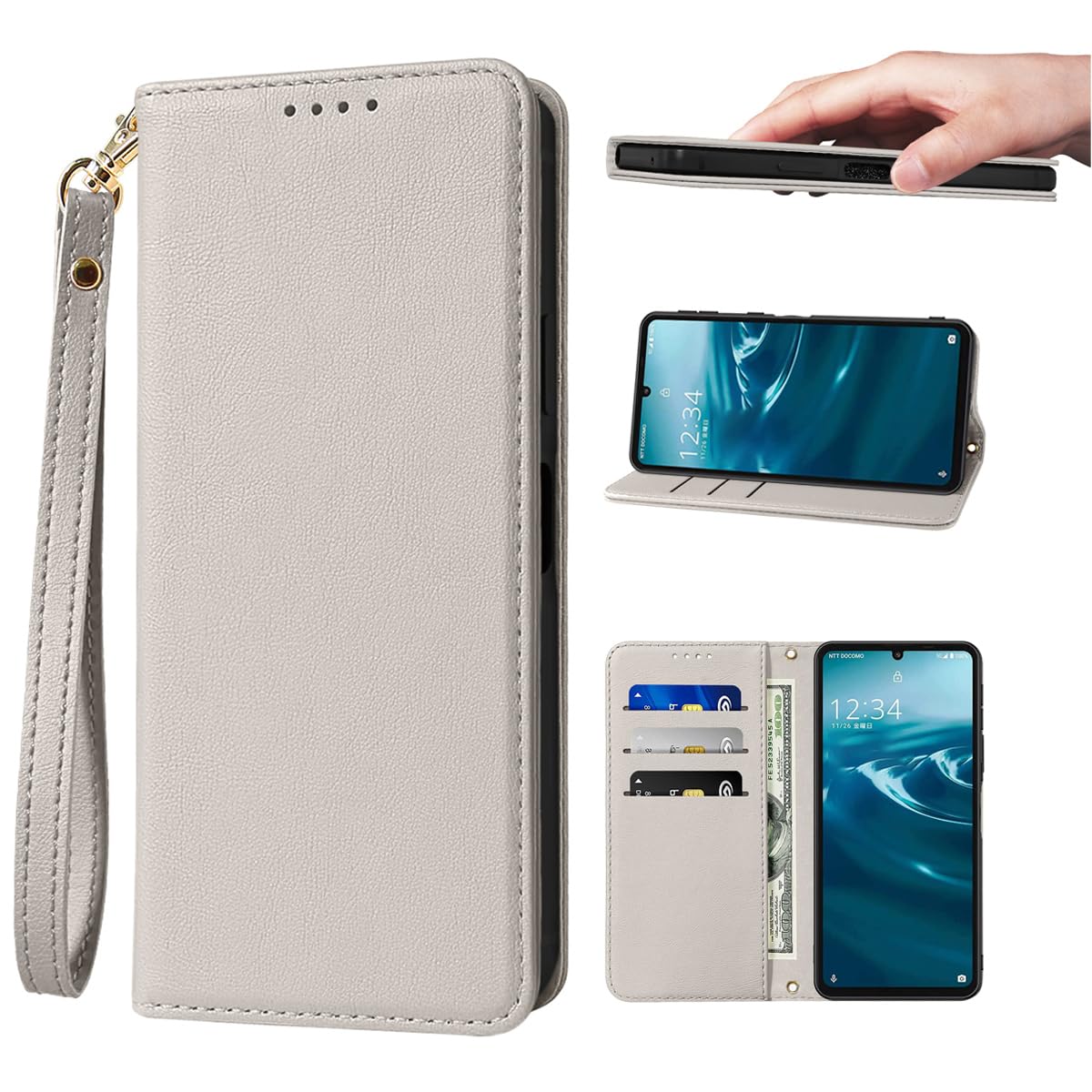 AQUOS Wish 5 ケース 手帳型 高質レザー AQUOS Wish 5 ケース 手帳型 ケース 携帯カバー 皮革 Wish 5 ケース 耐衝撃 内蔵マグネット開閉式 ウィッシュ5 ドコモ カバー 手帳型 ベルトなし スマホケース おしゃれ カードポケット スタンド機能 便利 スプラット同梱 携帯ケース