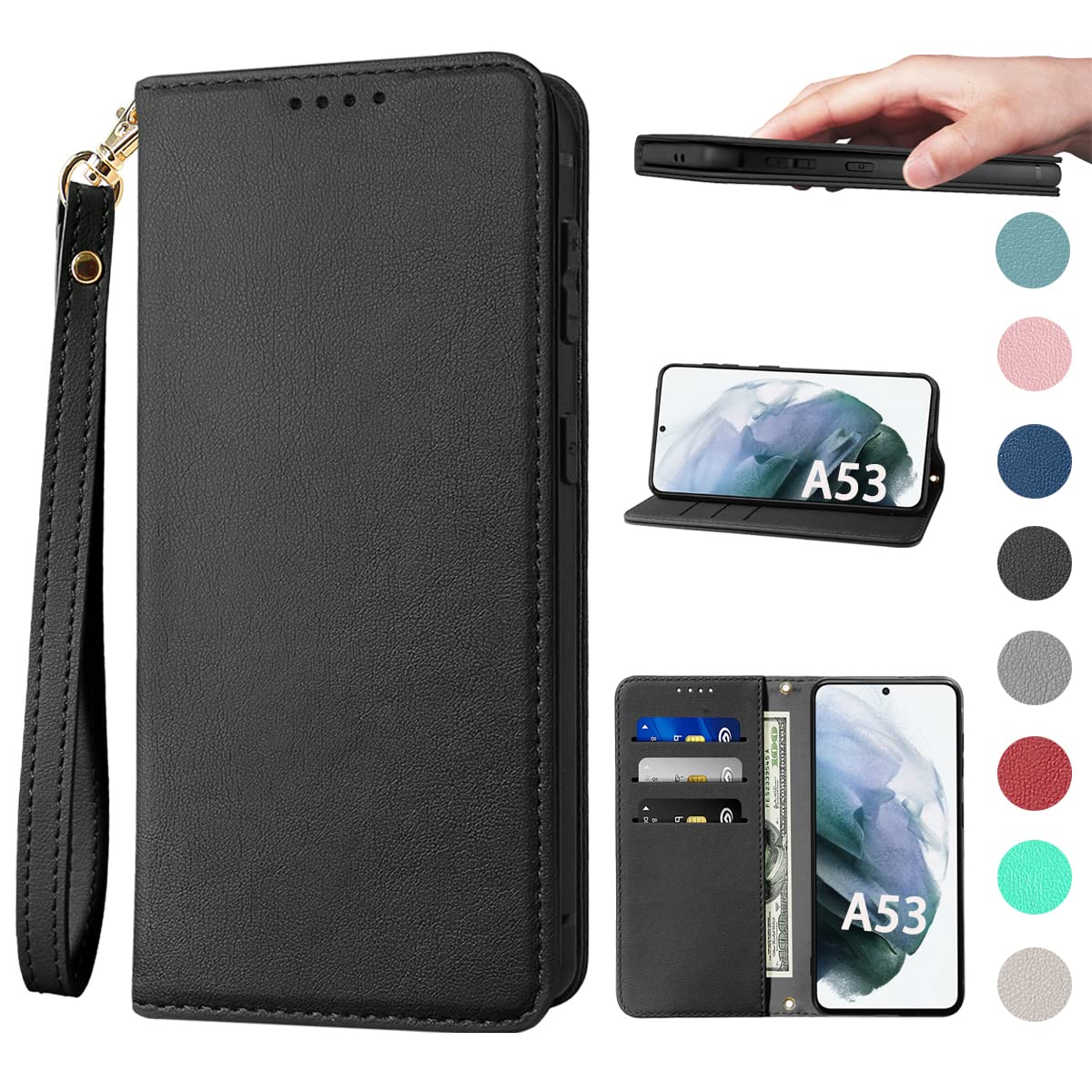 Sense9/10 ケース 手帳型 高質PUレザー SH-53E SH-M29 ケース SHG14 ケース AQUOS Sense9/10 カバー シャープ センス9/10 携帯ケース 耐衝撃 内蔵マグネット開閉式 ベルトなし スマホケース おしゃれ カードポケット スタンド機能 便利 スプラット同梱 ブラック