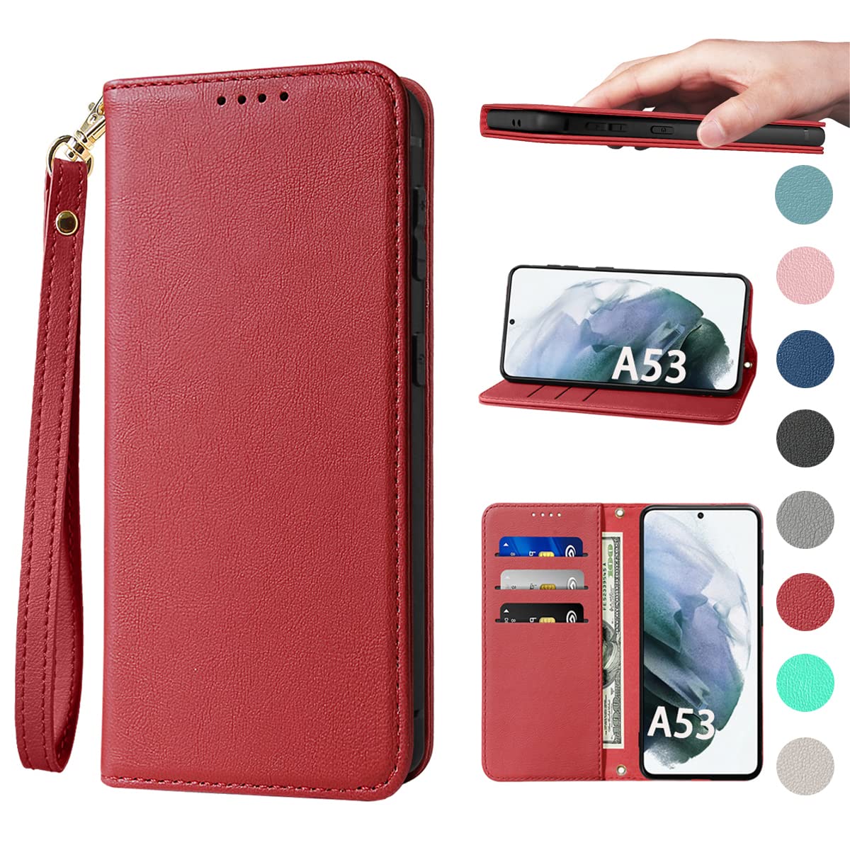 Sense9/10 ケース 手帳型 高質PUレザー SH-53E SH-M29 ケース SHG14 ケース AQUOS Sense9/10 カバー シャープ センス9/10 携帯ケース 耐衝撃 内蔵マグネット開閉式 ベルトなし スマホケース おしゃれ カードポケット スタンド機能 便利 スプラット同梱 レッド