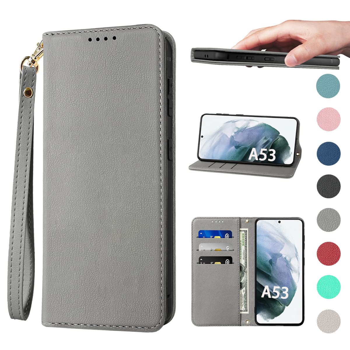 Sense9/10 ケース 手帳型 高質PUレザー SH-53E SH-M29 ケース SHG14 ケース AQUOS Sense9/10 カバー シャープ センス9/10 携帯ケース 耐衝撃 内蔵マグネット開閉式 ベルトなし スマホケース おしゃれ カードポケット スタンド機能 便利 スプラット同梱 グレー