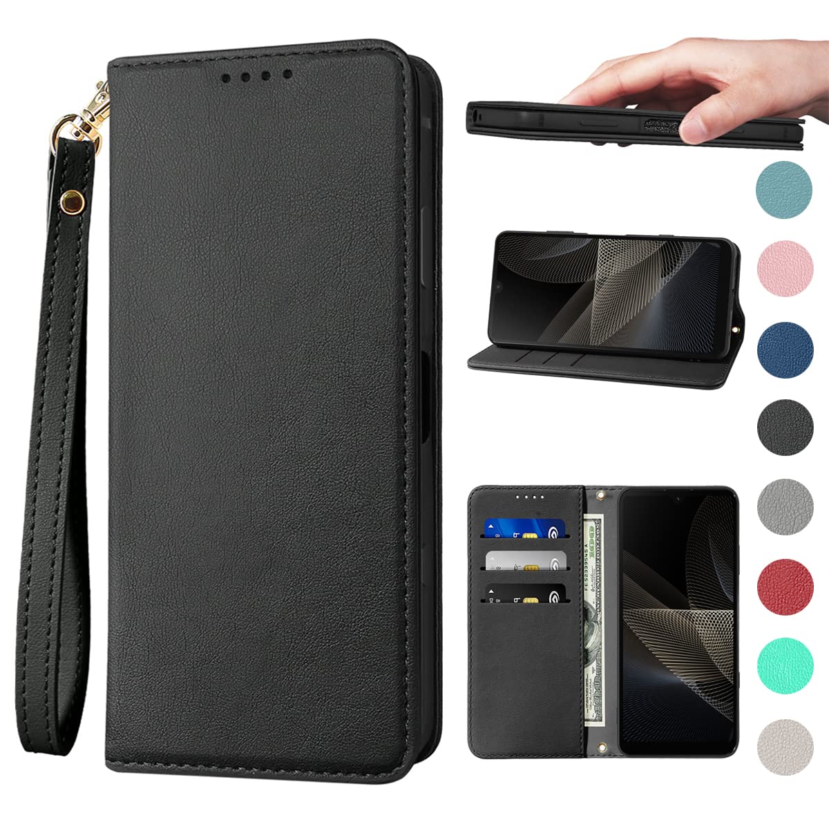 Xperia 10VII ケース 手帳 高質PUレザー Xperia 10VII カバー ケース 手帳型 エクスペリア 10 VII 携帯カバー 耐衝撃 皮革 内蔵マグネット開閉式 ベルトなし スマホケース おしゃれ カードポケット スタンド機能 便利 スプラット同梱 携帯ケース ブラック