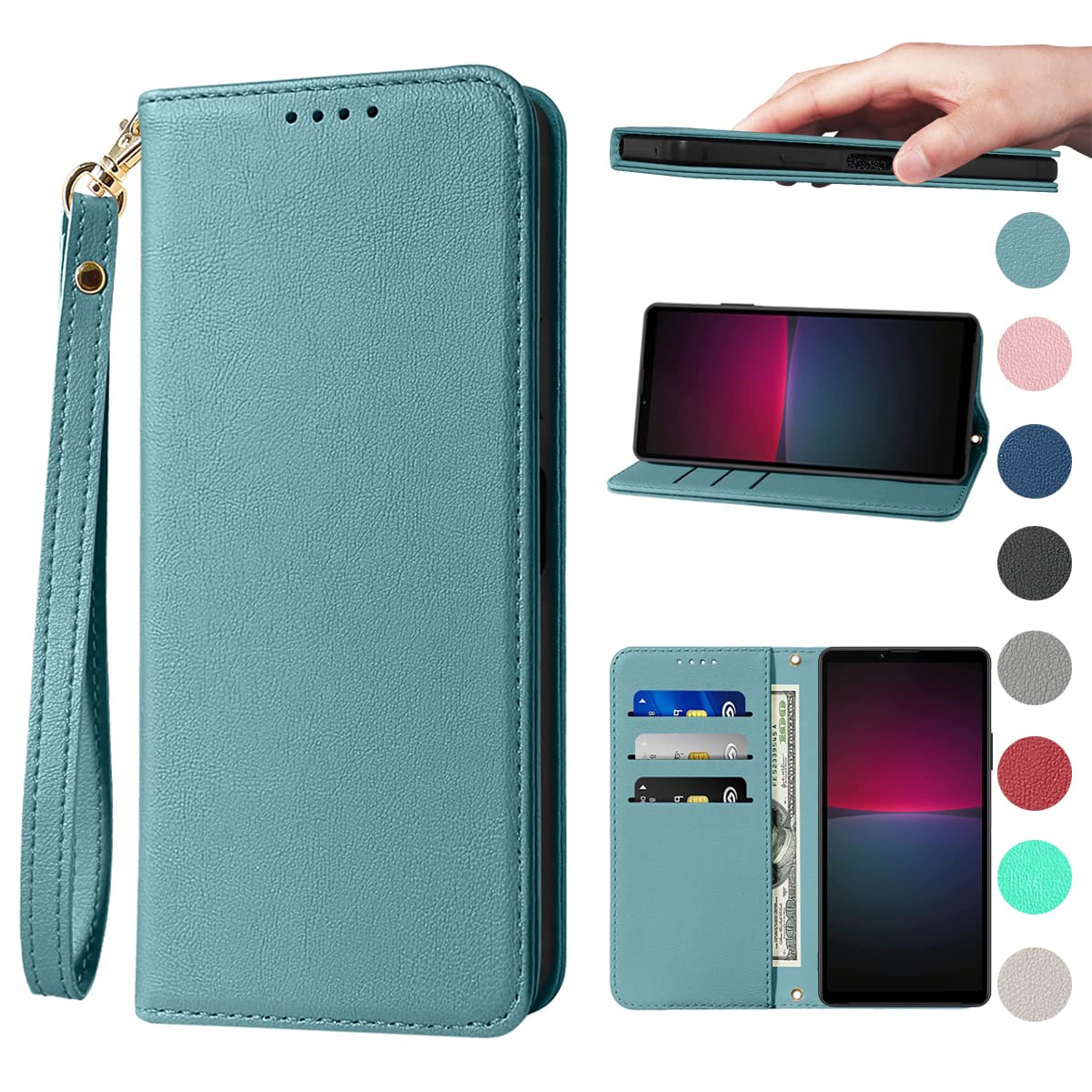 Xperia 10VI ケース 手帳 高質PUレザー Xperia 10VI カバー SO-52E ケース 手帳型 SOG14 携帯カバー 耐衝撃 皮革 内蔵マグネット開閉式 ベルトなし スマホケース おしゃれ カードポケット スタンド機能 便利 スプラット同梱 携帯ケース ブラック