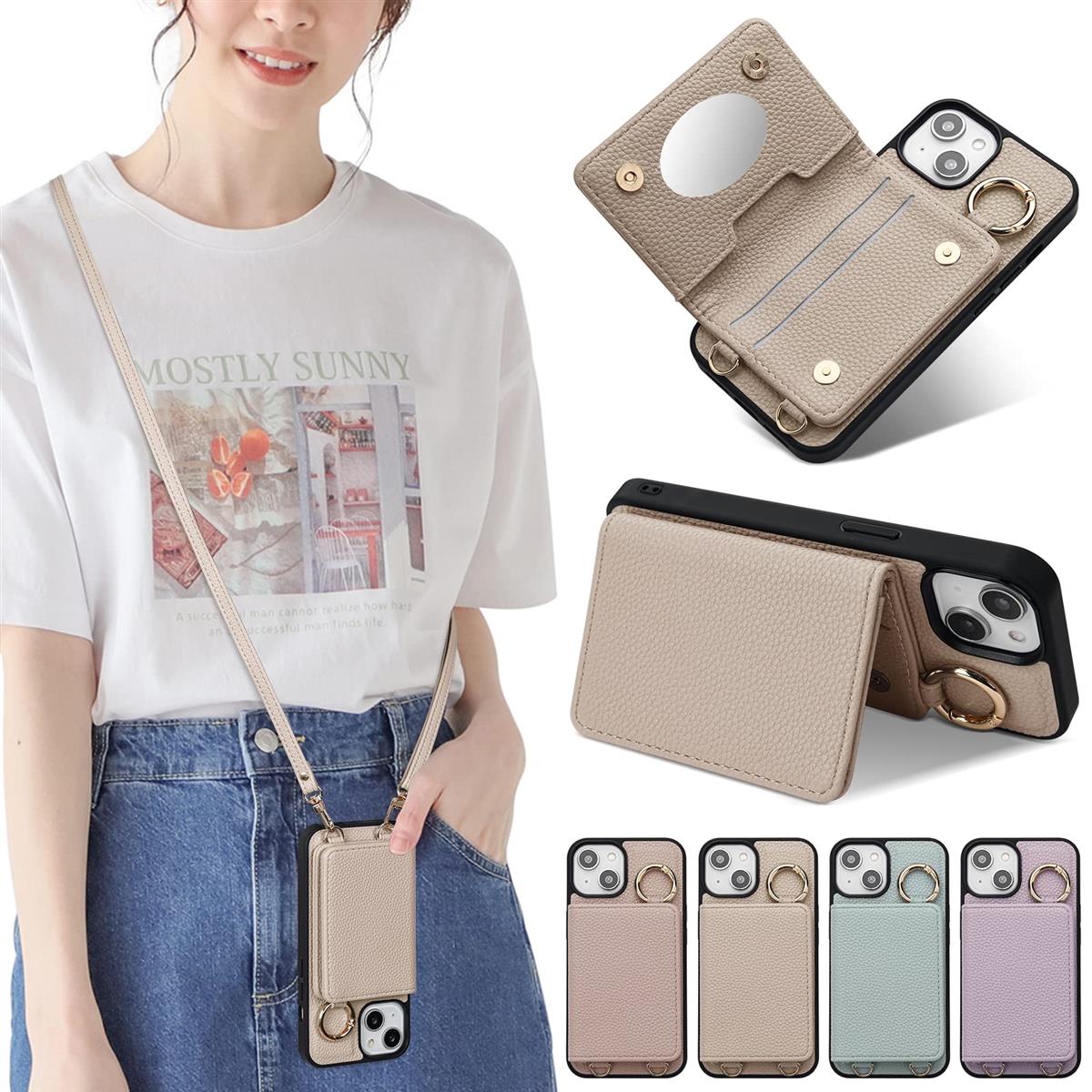 Sences iPhone 11 スマホケース iPhone 11 ケース 手帳型 ショルダー アイフォン 11 スマホケース 手帳型 カード収納 iPhone 11 携帯ケース 手帳型 肩掛け 斜めかけ ストラップ付き 落下防止 アイフォン 11 ケース カード入れ 背面収納 あいふぉん 11 携帯ケース 手帳 お財布