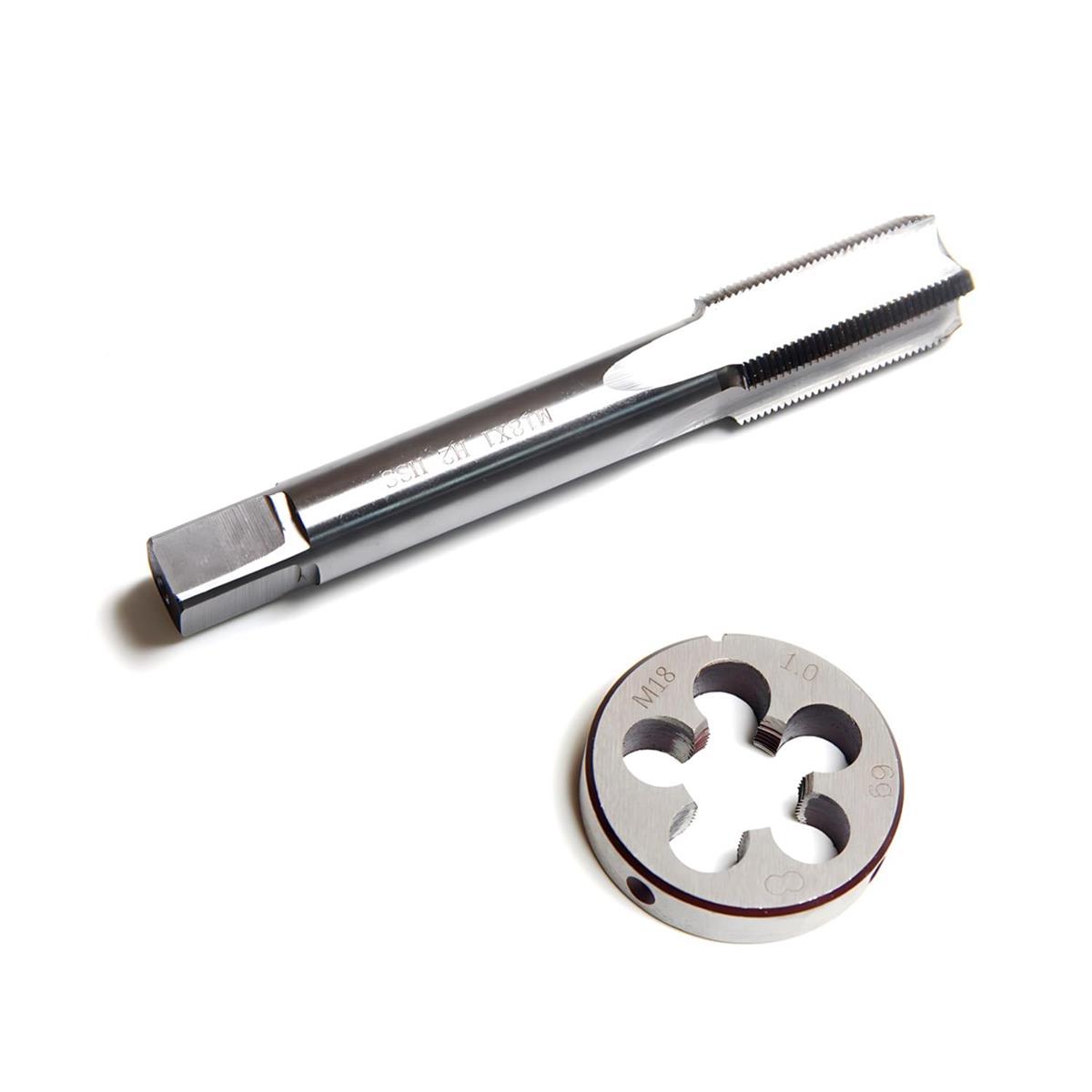 Aicosineg タップダイスセット M18*1 HSS 丸ダイス ねじ切りタップ ネジ穴修正 径調整機能付き スルー..