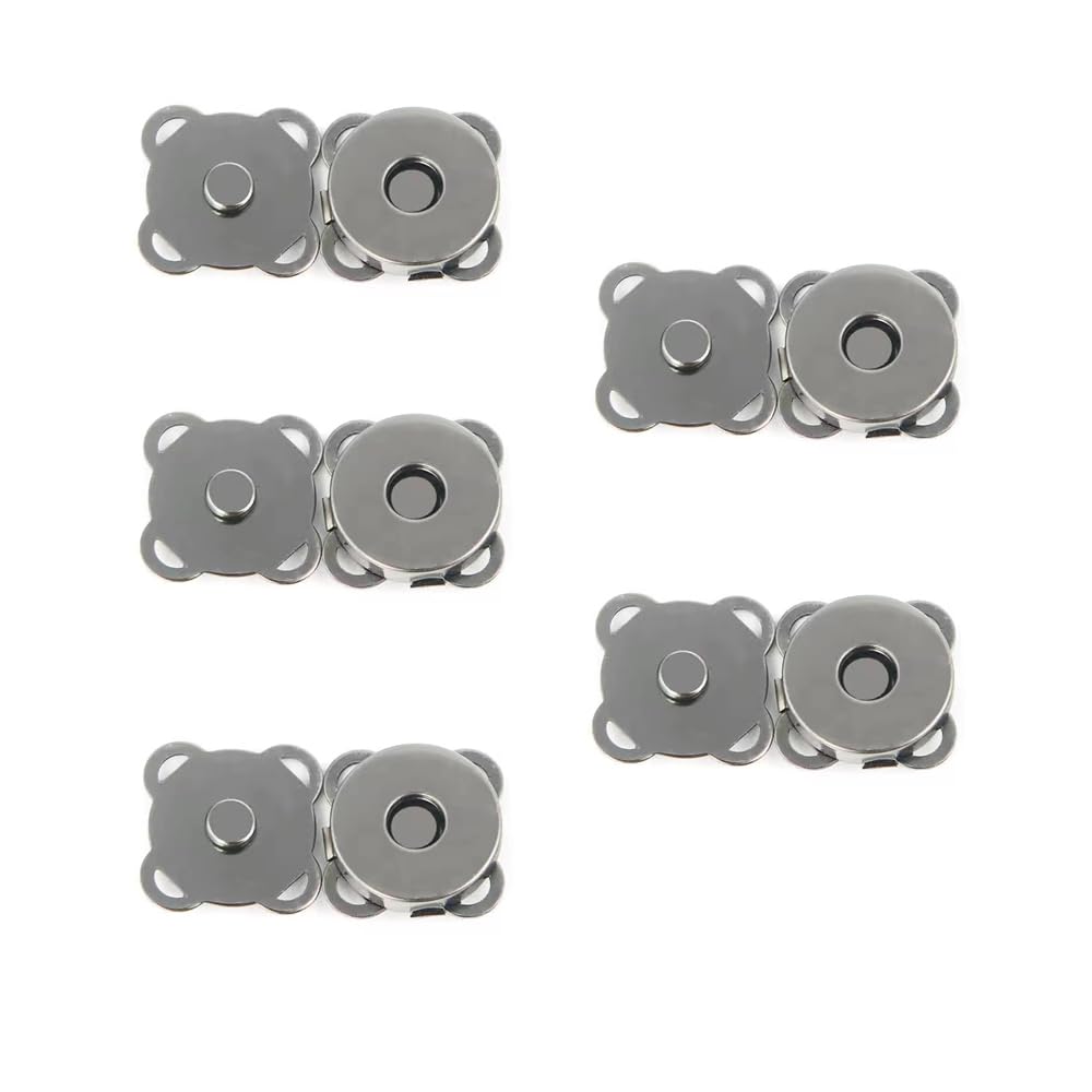 マグネットボタン 5組セット 18mm 磁気ボタン 縫い付け式 留め具 DIY 手芸用品 (グレー, 18mm)