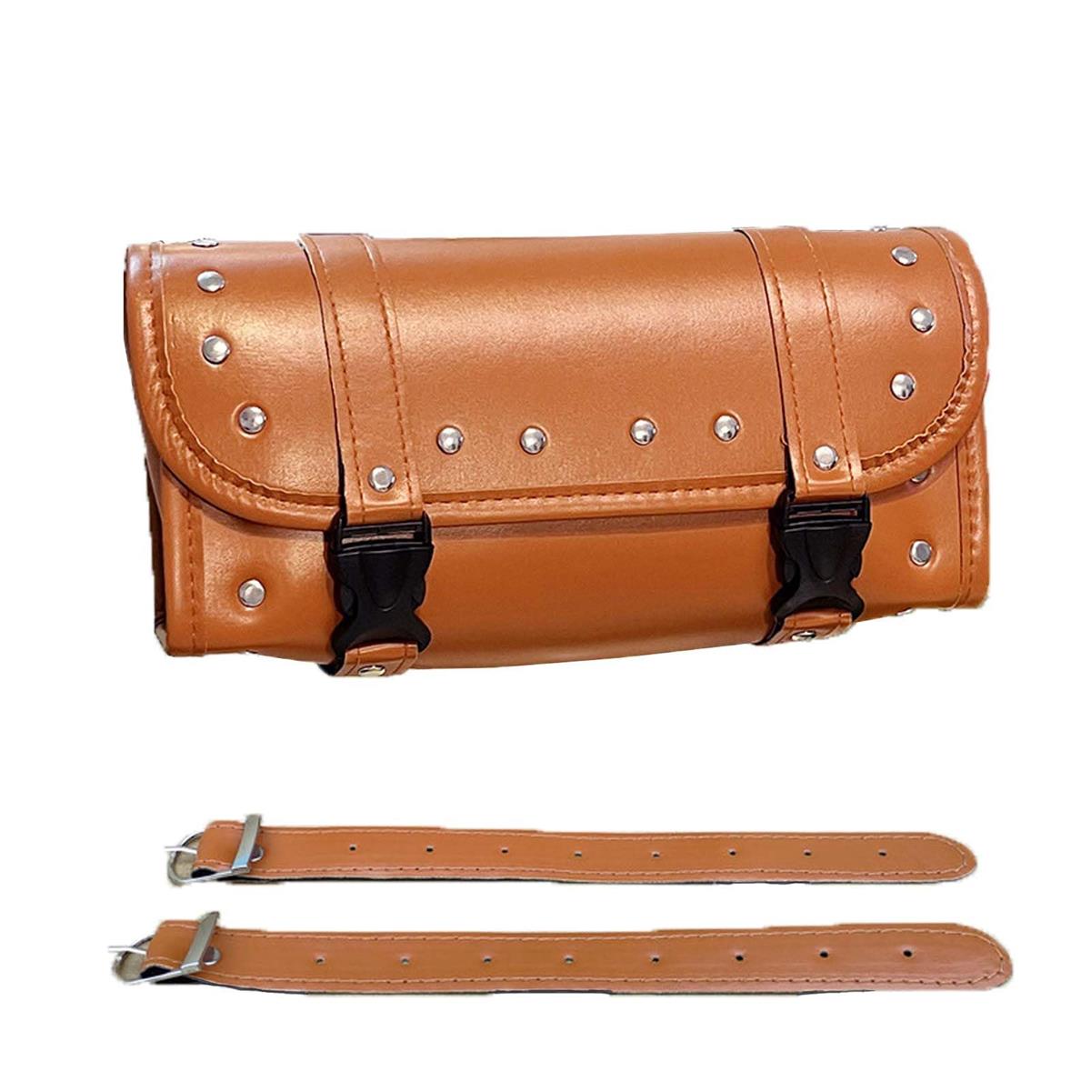 LIKENNY バイク ミニタイプ ツールバッグ 汎用 ツーリング スタッズ付き 自転車 バイク フロントバッグ 取付簡単 汎用 防水 (J)