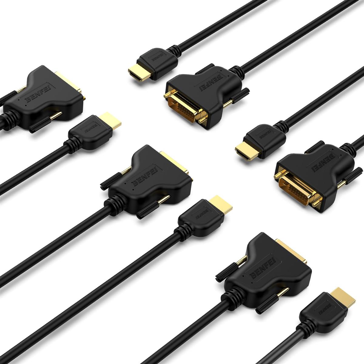BENFEI HDMI - DVI、5個 1.8m HDMI - DVI ケーブル 双方向 DVI-D 24+1 オス - HDMI オス 高速アダプターケーブル サポ ート 1080P フル HD Raspbe rry Pi、Roku、Xbox One、PS4 PS3、グラフィックカード