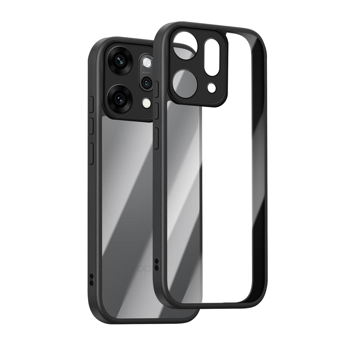 乐天商城 - [SinRenn] OPPO Reno14 5G (CPH2737) ケース クリア 360°全面保護 薄型 レンズ保護 スマホケース 耐久性 透明PC背面+ソリッドカラー TPUフレーム 耐衝撃 携帯カバー 黄変防止 擦り傷防止 米軍MIL規格 落下防止 携帯ケース OPPO Reno14 5G スマホカバー （ブラック）