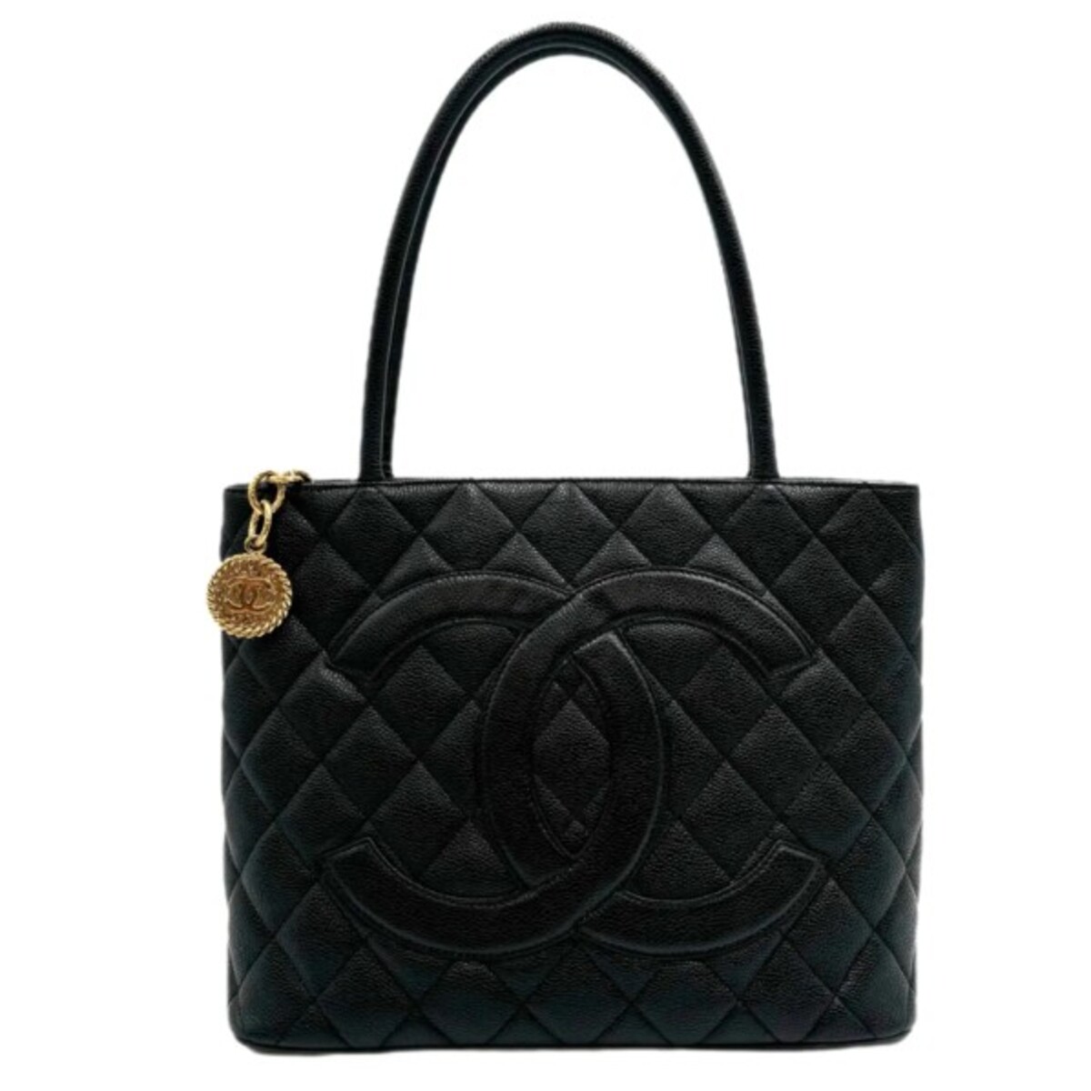【中古】CHANEL シャネル 復刻トート トートバッグ キャビアスキン ブラック