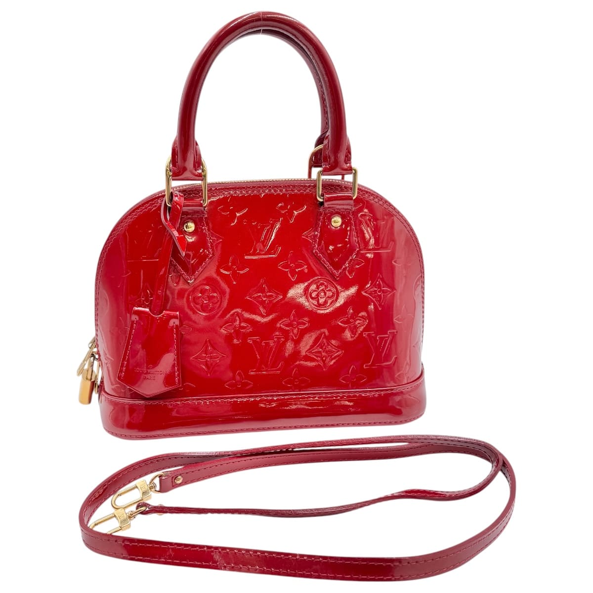 【中古】LOUIS VUITTON ルイヴィトン アルマBB 2wayバッグ モノグラムヴェルニ レッド M91606