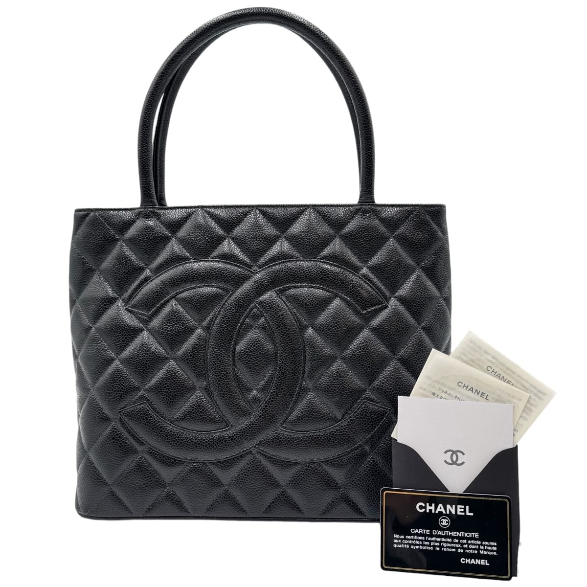 【中古】CHANEL シャネル 復刻トート トートバッグ キャビアスキン ブラック