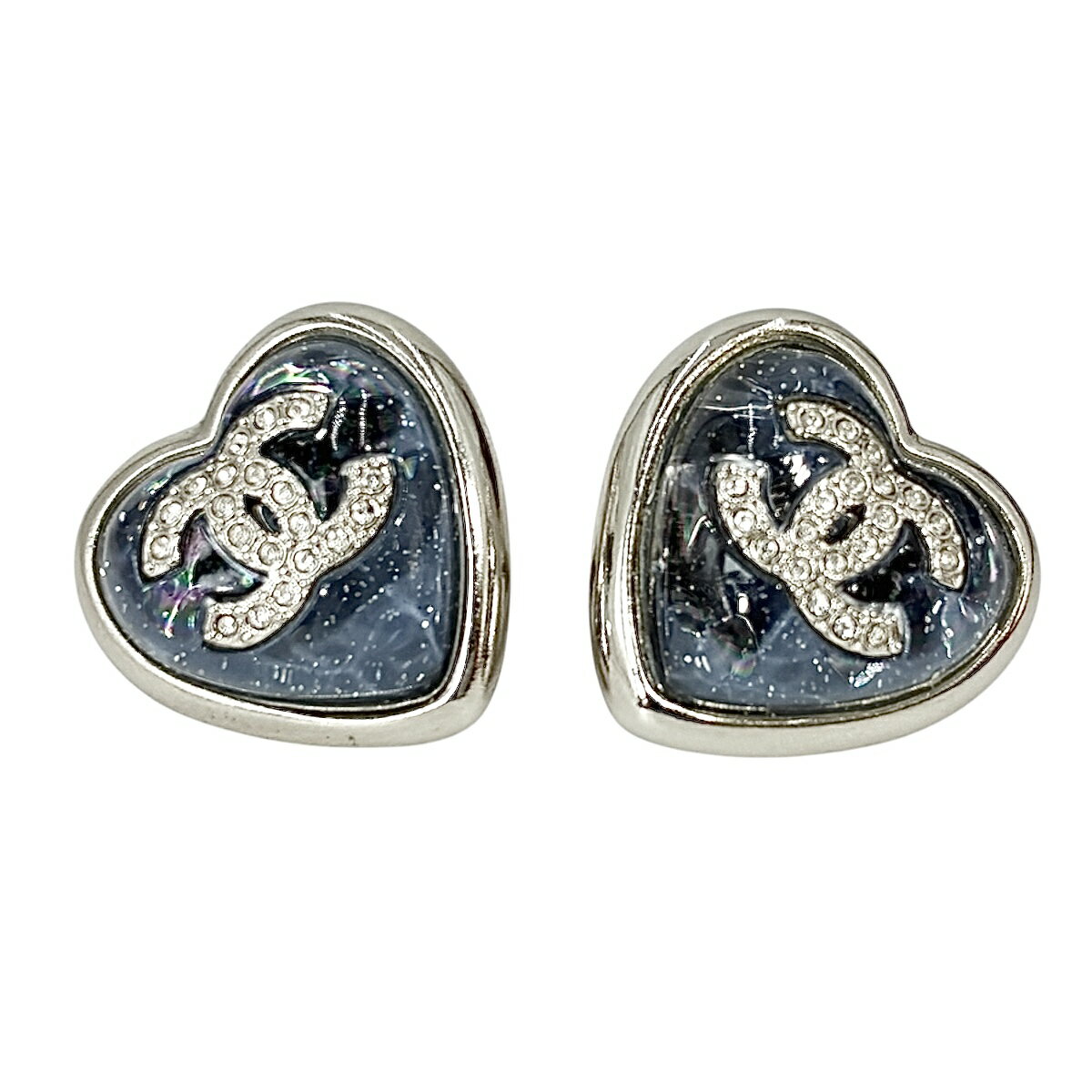 Rakuten - 【中古】CHANEL シャネル ピアス ココマーク ハート ラインストーン シルバー