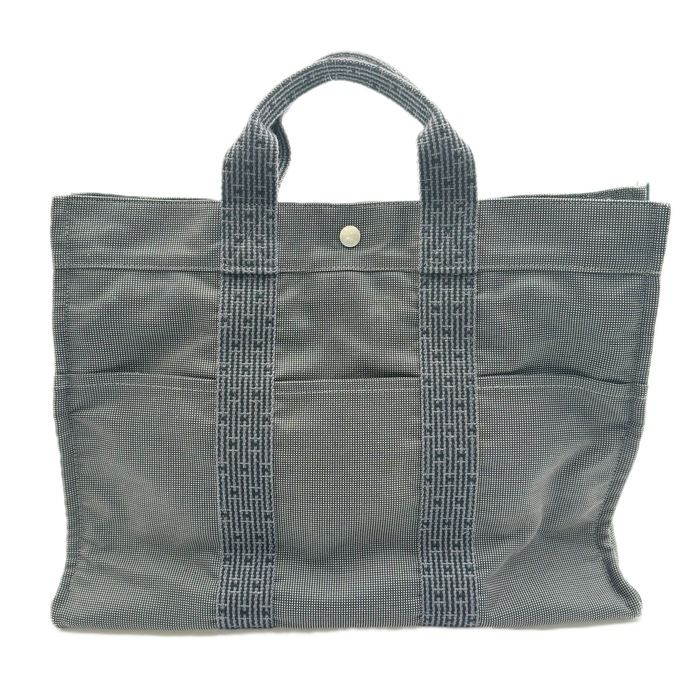 【中古】HERMES エルメス エールラインMM トートバッグ グレー
