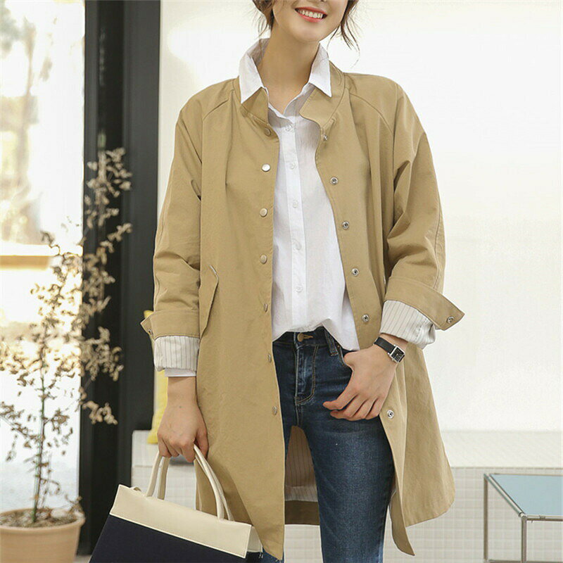 トレンチコート レディース スプリングコート トレンチ コート レディース ロング コート 春 春服 秋コート 無地 ロングコート 長袖 ライトアウター ジャケット大きいサイズ 小さいサイズ 膝丈 春 通勤 ビジネス 仕事 春コート カジュアル 卒業式 入学式 goodvalue-10006902 イープリンセス サンプル画像2