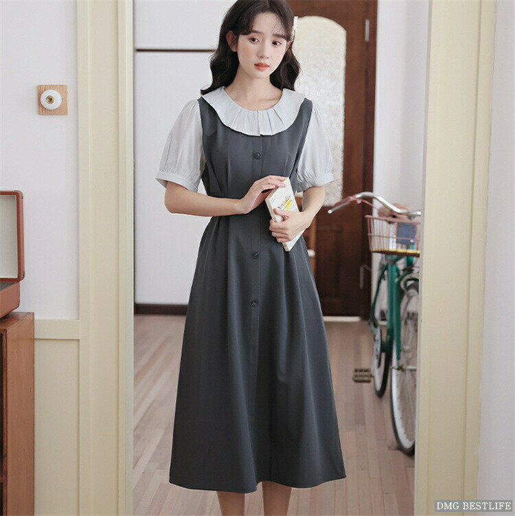 ワンピース ドレス 30代 フォーマル かわいい 袖あり 袖付き レース フェイク 膝丈 二次会 披露宴 パーティー きれいめ グレー お呼ばれ 謝恩会 発表会 食事会 女子会 卒業式 成人式 同窓会