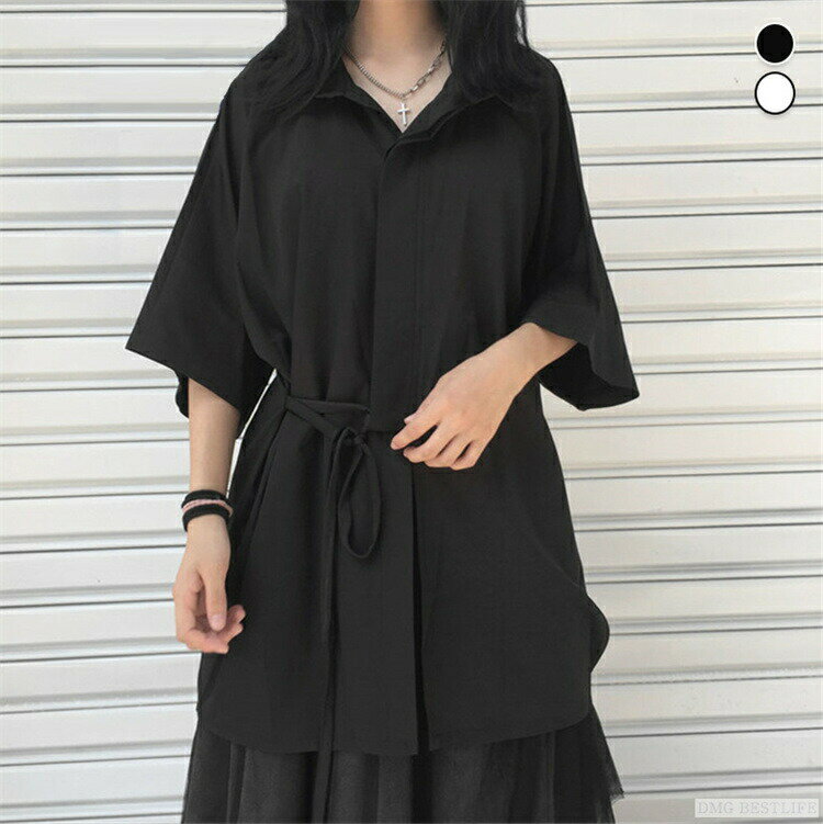 Rakuten - シャツ レディース チュニック 七分袖 綿 ゆる ギャザー/ 抜け感漂う。 ビッグサイズ 着痩せ 大きいサイズ ホワイト ロング ロングシャツ ブラウス オフィス 春 夏 OL 通勤 大人 20代 30代 40代 プレゼント 母親 ファッション