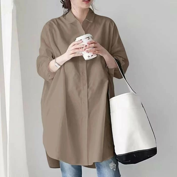 シャツ チュニック ドルマン レディース 透け感あり ブラウス ロング 夏 春 秋 シャツ ミディアム丈 チュニック ロングシャツ おしゃれ 七分袖 シアーシャツ チュニック丈 大人 おしゃれ 無地 透け感 シンプル ゆったり カジュアル ゆるっと