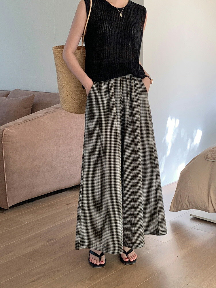 ガウチョパンツレディースチェックワ...