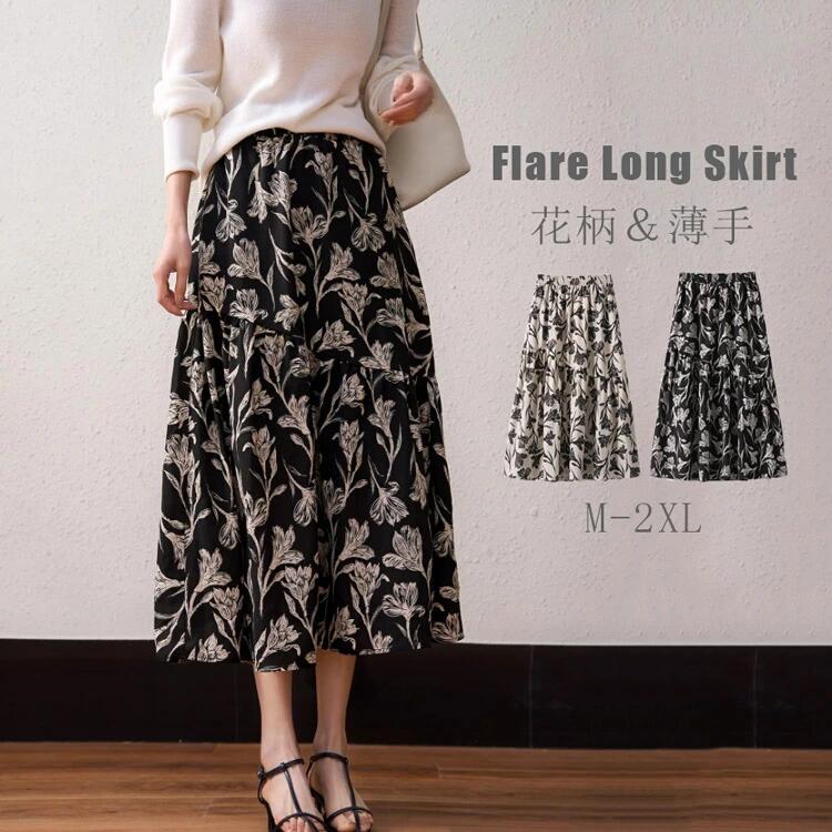 フレアスカート花柄レディース夏春秋...