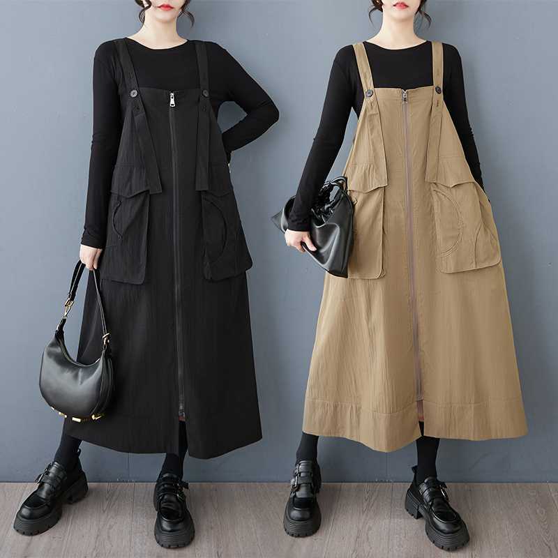 サロペット ジャンパースカート 夏 春 レディース 大人 オーバーオール オールインワン ワンピース サロペットスカート 大きいサイズ 大きいポケット ロング マキシ丈ワンピース 体型カバー 原宿系 おしゃれ サロペットワンピース 大人 抜け感 可愛い 普段着