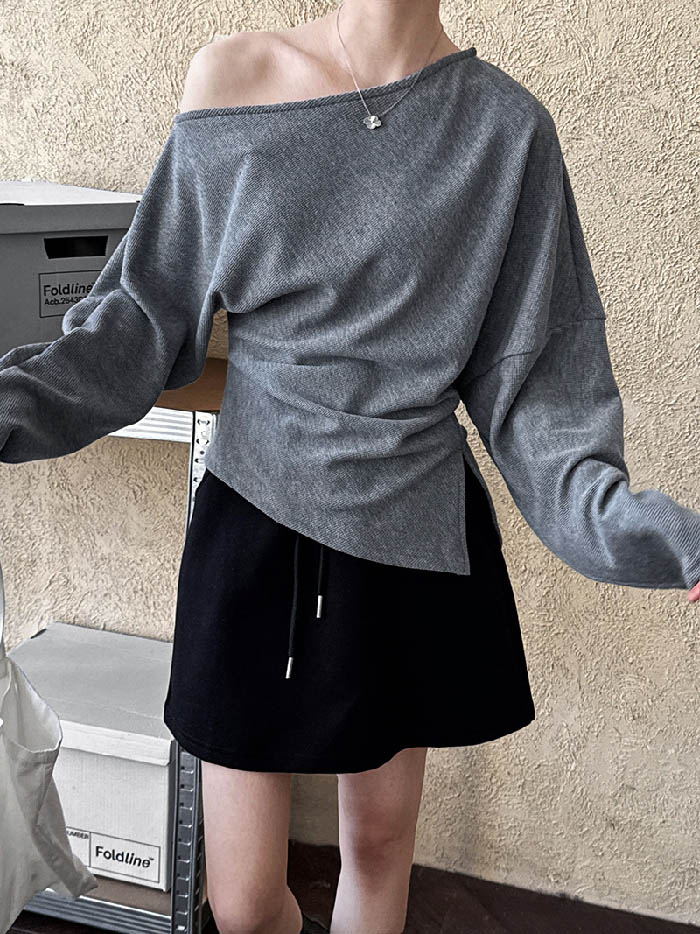 Tシャツ オフショルダー レディース 長袖 オープンショルダー トップス カットソー...