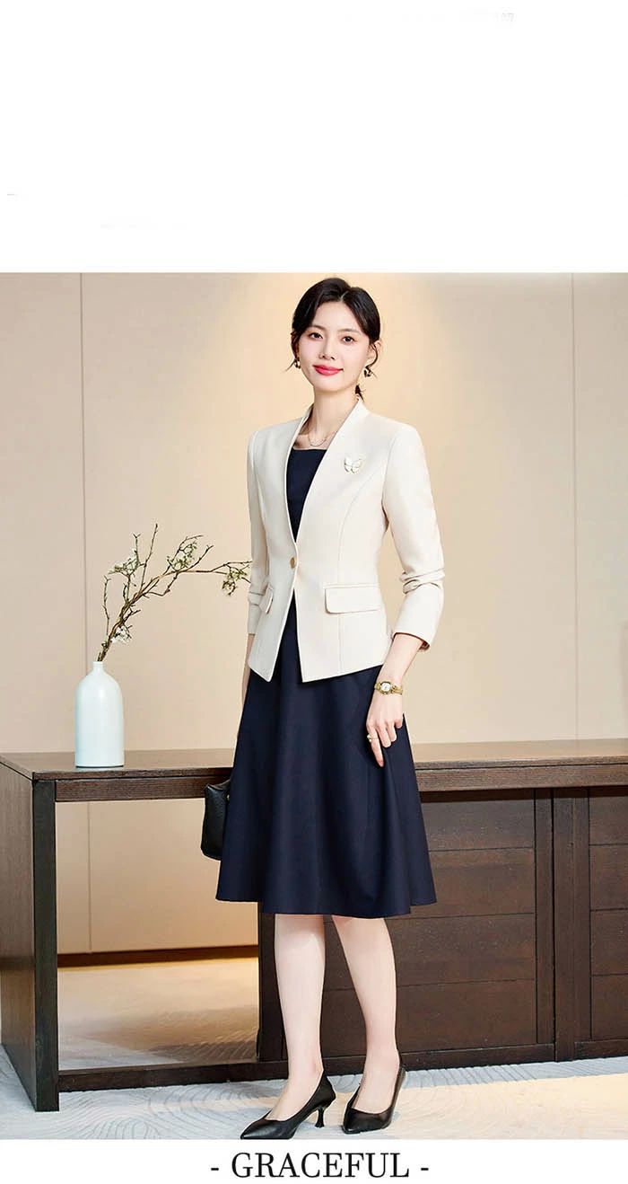 セットアップ レディース ワンピーススーツ 2点セット ワンピース Aライン ジャケットノーカラー ノースリーブワンピース ジャケット 長袖 春 秋 着痩せ 女性らしい きれいめ お洒落 上品 オフィス フォーマル 通勤 OL 結婚式 入学式 卒園式 成人式