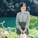 水着 レディース ワンピース 長袖 UVカット レディース パンツ一体型 チェック柄 フェミニン 体型カバー お腹見せ ワンピース水着 大きいサイズ 水着 カワイイ リゾート