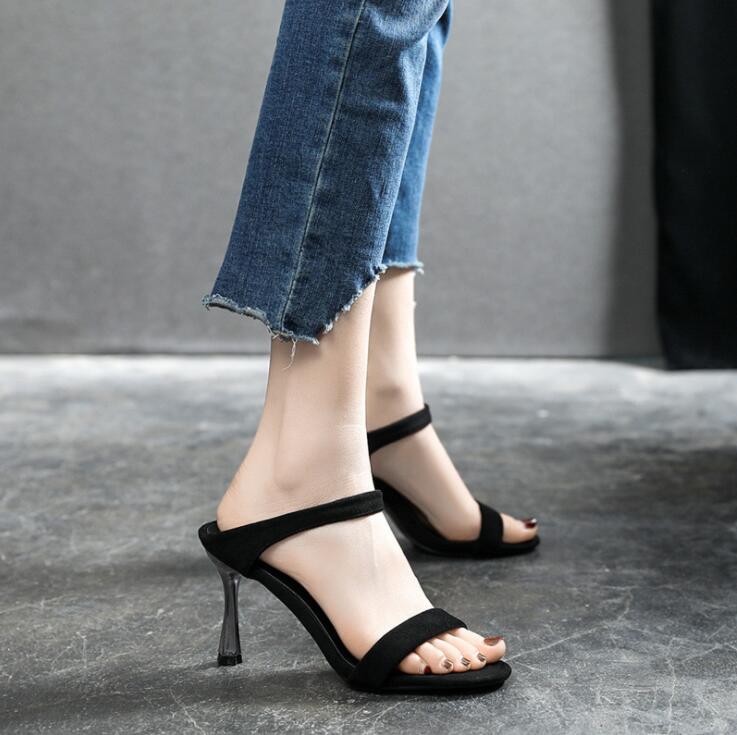 送料無料 ミドルヒールミュール 8.5cmヒール レディース 靴 美脚 スエード調 パーティ 5cm ヒール つっかけ 大きいサイズ 小さい 痛くない 歩きやすい 通勤 オフィス きれいめ