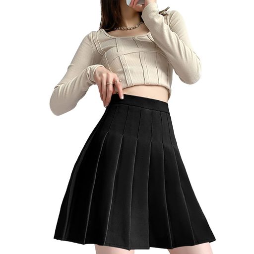 [FEISEDY]スカートプリーツスカートレディース丈44-47cm春夏ミニハイウエストスクールスカートウエスト裏地付きフレアスカートAラインきれいめふんわり可愛さ溢れるA8032